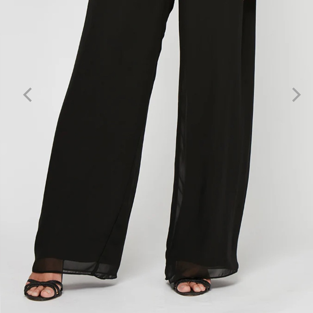 Chiffon Alex Evenings Black Women's Pants